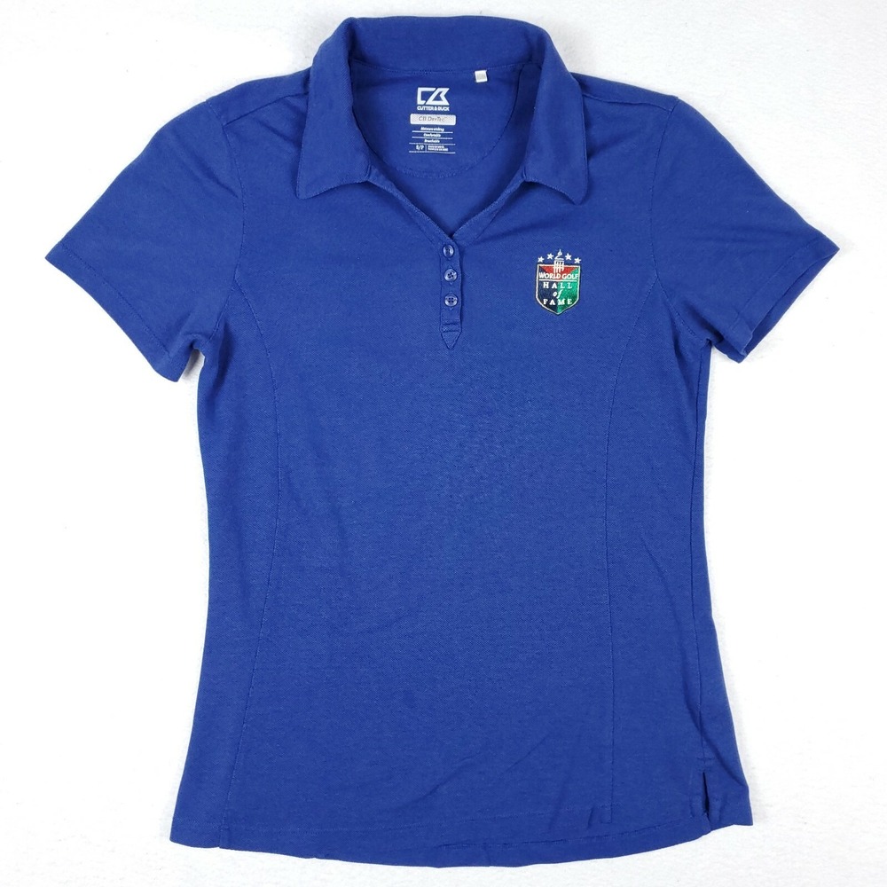 Cutter & Buck World Golf Hall Of Fame Blue Womens Polo Shirt Size Small